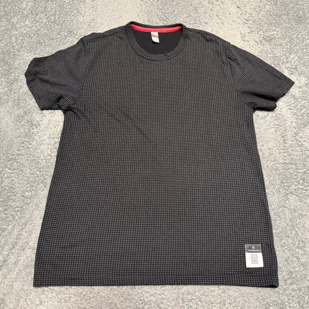 Topo Designs Shirt Mens Medium Black Plaid Short Sleeve